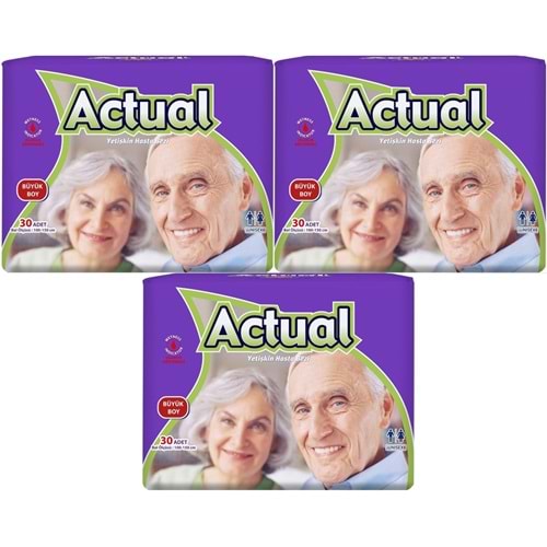 Actual Yetişkin Bezi Bel Bantlı L - Large - Büyük 90 Adet (3PK*30)