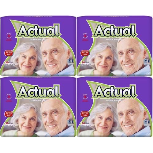 Actual Yetişkin Bezi Bel Bantlı L - Large - Büyük 120 Adet (4PK*30)
