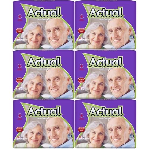 Actual Yetişkin Bezi Bel Bantlı L - Large - Büyük 180 Adet (6PK*30)