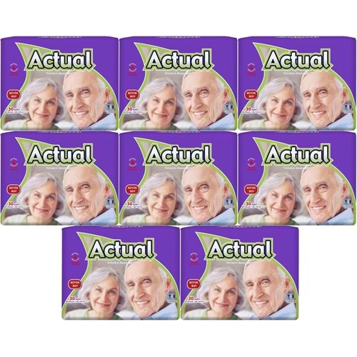 Actual Yetişkin Bezi Bel Bantlı L - Large - Büyük 240 Adet (8PK*30)