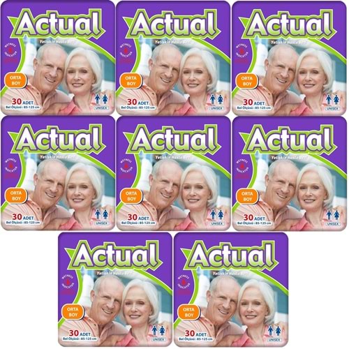 Actual Yetişkin Bezi Bel Bantlı M - Medium - Orta 240 Adet (8PK*30)