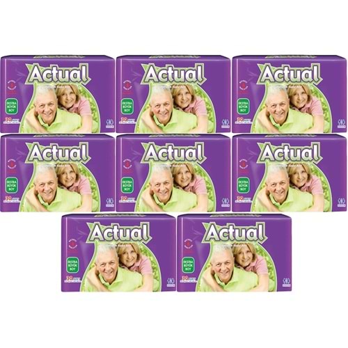 Actual Yetişkin Bezi Bel Bantlı XL - Ekstra Büyük - Extra Large 240 Adet (8PK*30)