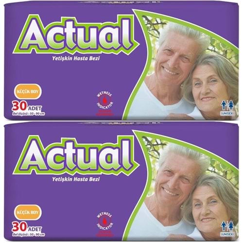 Actual Yetişkin Bezi Bel Bantlı S - Small - Küçük 60 Adet (2PK*30)