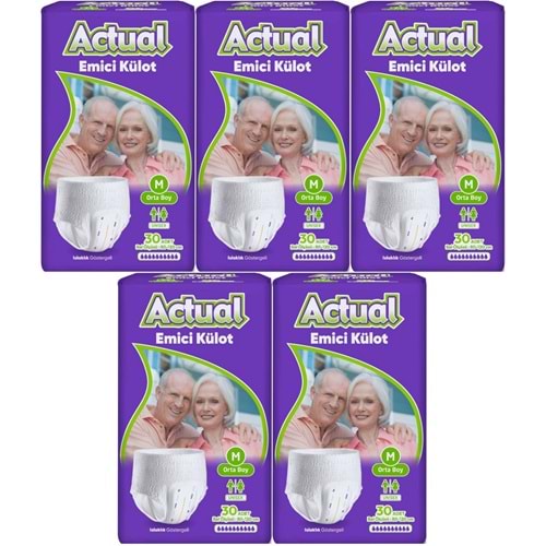 Actual Emici Külot Yetişkin Bezi M - Medium - Orta (Islaklık Göstergeli) 150 Adet (5PK*30)