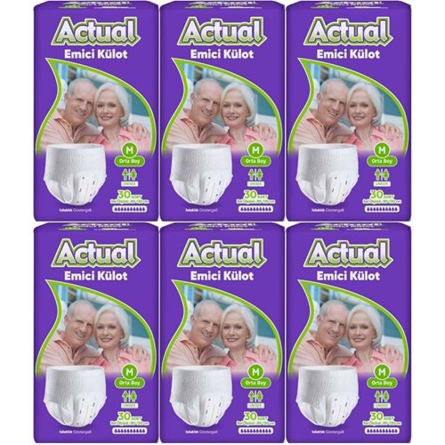 Actual Emici Külot Yetişkin Bezi M - Medium - Orta (Islaklık Göstergeli) 180 Adet (6PK*30)