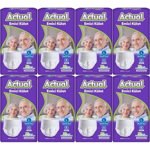 Actual Emici Külot Yetişkin Bezi L - Large - Büyük (Islaklık Göstergeli) 240 Adet (8PK*30)