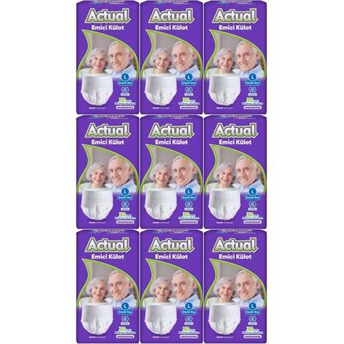 Actual Emici Külot Yetişkin Bezi L - Large - Büyük (Islaklık Göstergeli) 270 Adet (9PK*30)