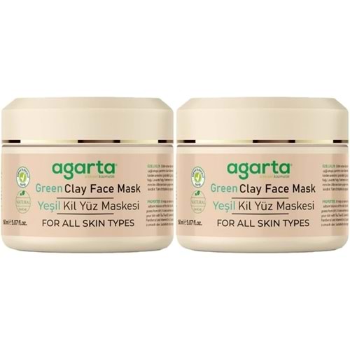 Agarta Doğal Yeşil Kil Yüz Maskesi 150ML (2 Li Set)