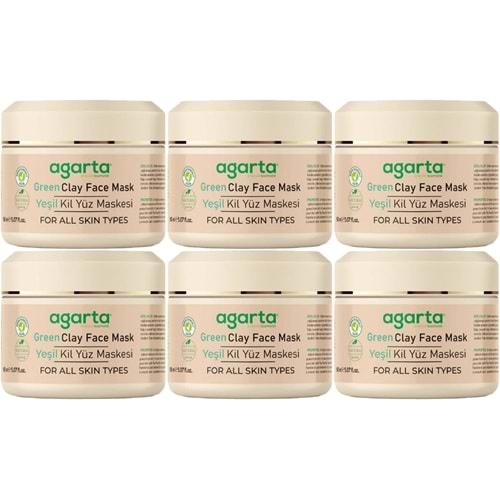 Agarta Doğal Yeşil Kil Yüz Maskesi 150ML (6 Lı Set)