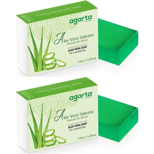 Agarta El Yapımı Doğal Sabun 150GR Aloe Vera (2 Li Set)