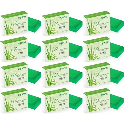 Agarta El Yapımı Doğal Sabun 150GR Aloe Vera (12 Li Set)