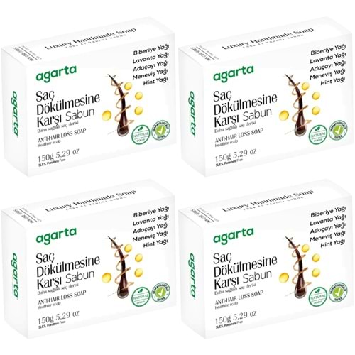 Agarta El Yapımı Doğal Sabun 150GR Saç Dökülmesine Karşı (4 Lü Set)