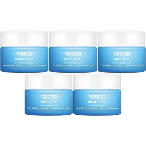 Agarta Doğal Yaşlanma Karşıtı Anti-Age Gece Kremi Su Bazlı 50ML (Kırışıklık/Sıkılaştırıcı) (5Li Set)
