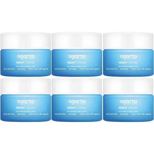 Agarta Doğal Yaşlanma Karşıtı Anti-Age Gece Kremi Su Bazlı 50ML (Kırışıklık/Sıkılaştırıcı) (6Lı Set)