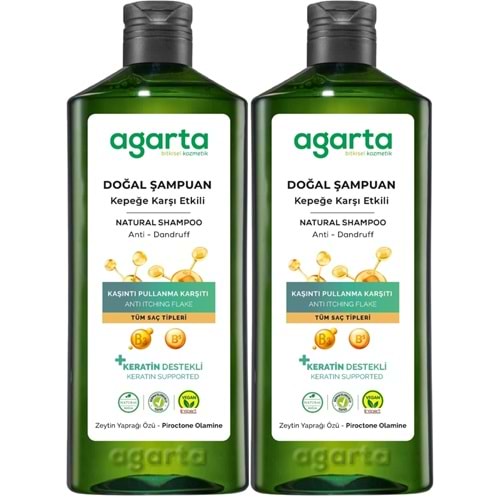 Agarta Doğal Şampuan 400 ML Kepek Karşı Etkili - Kaşıntı Pullanma Karşıtı (2 Li Set)