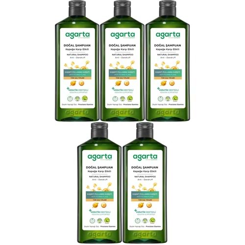 Agarta Doğal Şampuan 400 ML Kepek Karşı Etkili - Kaşıntı Pullanma Karşıtı (5 Li Set)