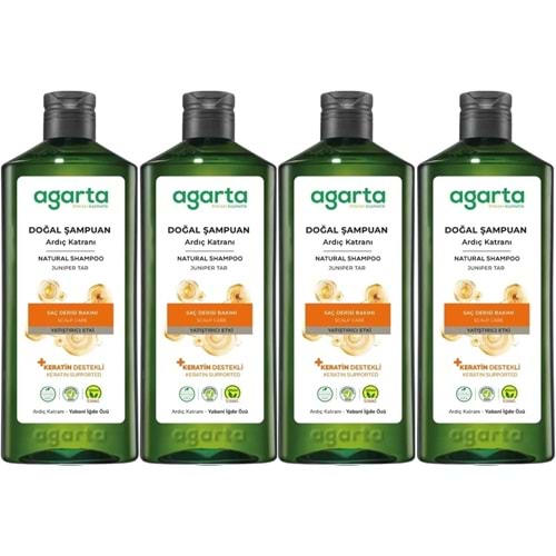 Agarta Doğal Şampuan 400 ML Ardıç Katranı ve Keratin (4 Lü Set)