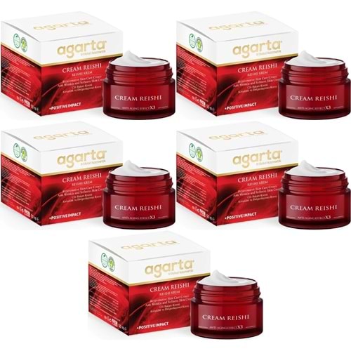 Agarta Doğal Yaşlanma Karşıtı Reishi Kremi 50 ML (Kırışıklık - Dolgunlaştırıcı) (5 Li Set)