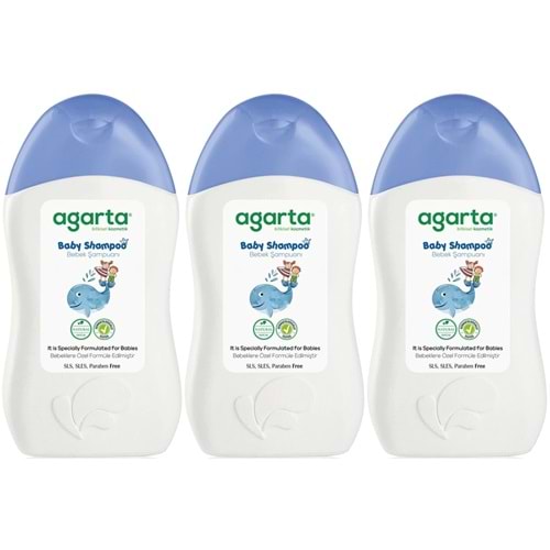 Agarta Doğal Erkek Bebek Çocuk Şampuanı Saç ve Vücut 400 ML (3 Lü Set)