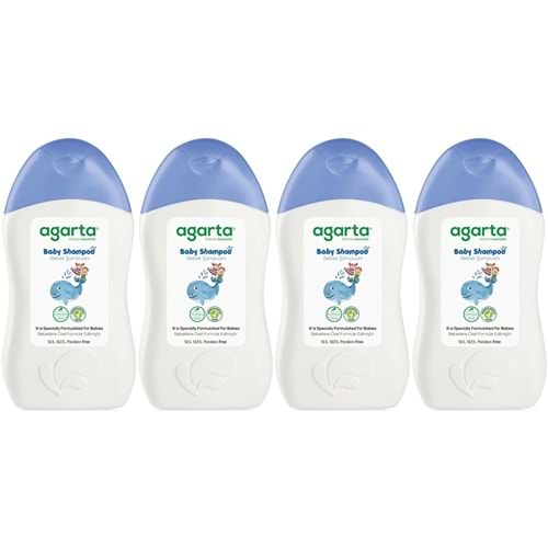 Agarta Doğal Erkek Bebek Çocuk Şampuanı Saç ve Vücut 400 ML (4 Lü Set)