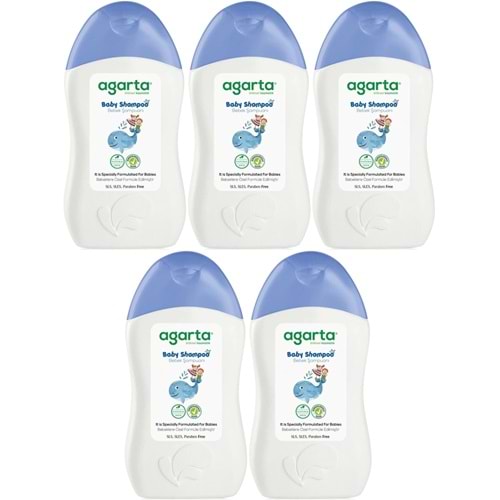 Agarta Doğal Erkek Bebek Çocuk Şampuanı Saç ve Vücut 400 ML (5 Li Set)