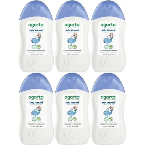 Agarta Doğal Erkek Bebek Çocuk Şampuanı Saç ve Vücut 400 ML (6 Lı Set)