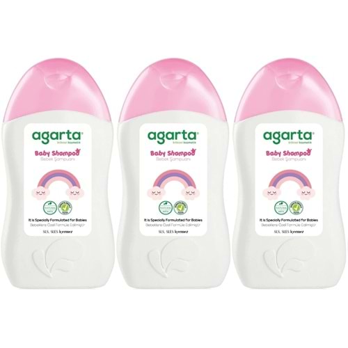 Agarta Doğal Kız Bebek Çocuk Şampuanı Saç ve Vücut 400 ML (3 Lü Set)