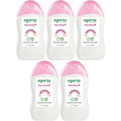 Agarta Doğal Kız Bebek Çocuk Şampuanı Saç ve Vücut 400 ML (5 Li Set)