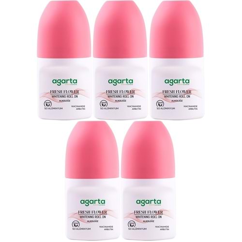 Agarta Roll-On Kadın 50 ML Fresh Flower Sensatıon (24 Saat Etkili Ter Kokusu Önleyici) (5 Li Set)