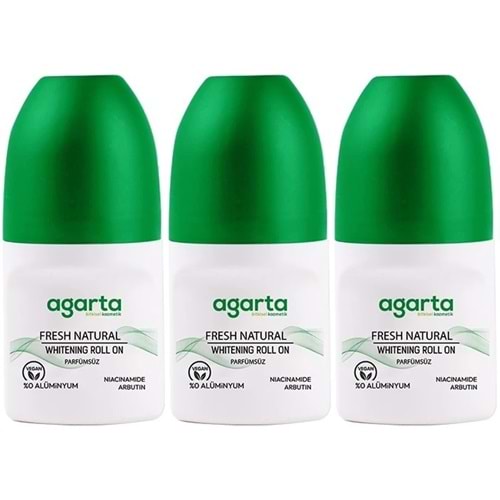 Agarta Roll-On Unisex 50 ML Parfümsüz Natural (24 Saat Etkili Ter Kokusu Önleyici) (3 Lü Set)