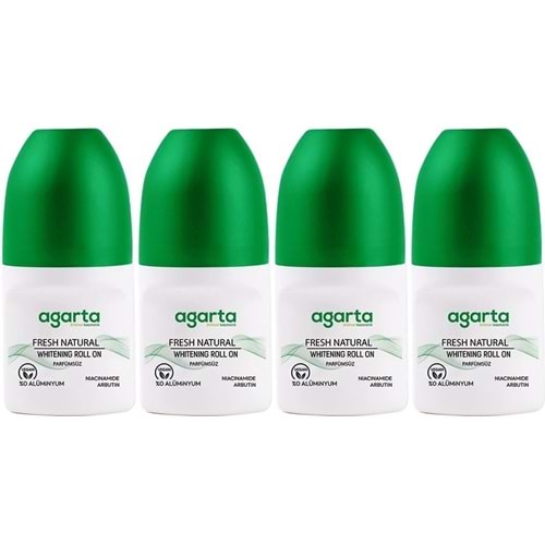 Agarta Roll-On Unisex 50 ML Parfümsüz Natural (24 Saat Etkili Ter Kokusu Önleyici) (4 Lü Set)