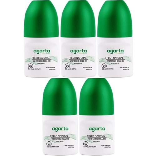 Agarta Roll-On Unisex 50 ML Parfümsüz Natural (24 Saat Etkili Ter Kokusu Önleyici) (5 Li Set)