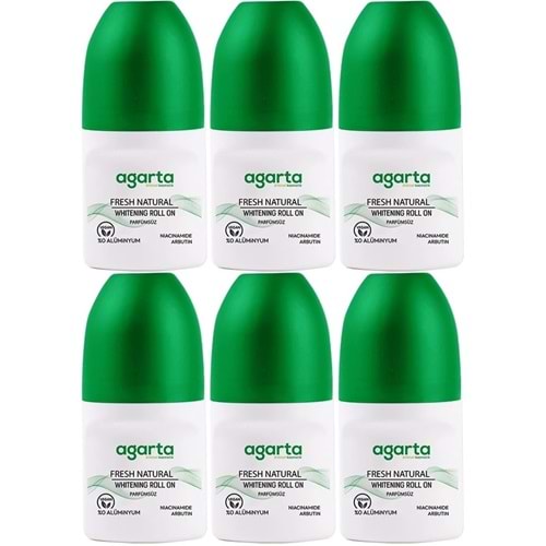 Agarta Roll-On Unisex 50 ML Parfümsüz Natural (24 Saat Etkili Ter Kokusu Önleyici) (6 Lı Set)