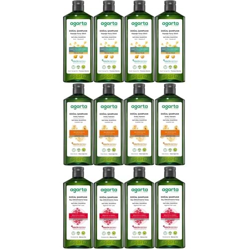 Agarta Doğal Şampuan 400 ML Kepek Karşıtı - Ardıç Katranı,Keratin - Saç Dökülmesine (12Li Karma Set)