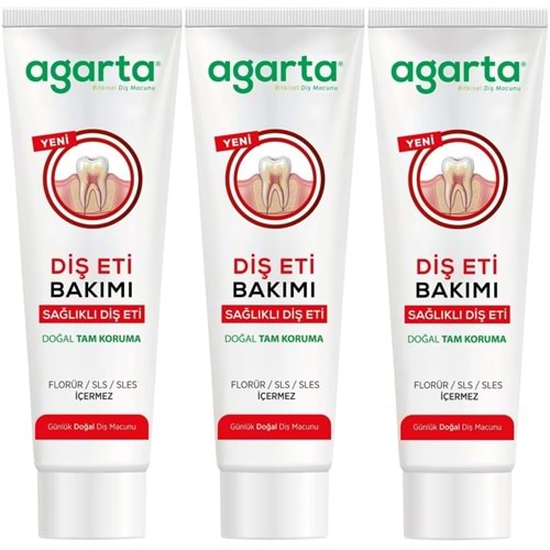 Agarta Doğal Tam koruma Diş Macunu 90 ML Diş Eti Bakımı & Plak Karşıtı (3 Lü Set)