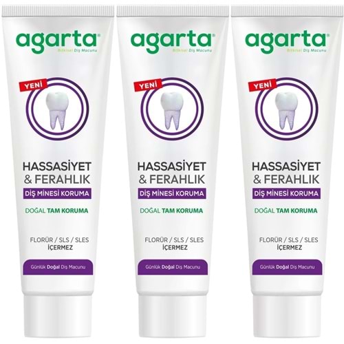 Agarta Doğal Tam koruma Diş Macunu 90 ML Hassasiyet & Ferahlık (3 Lü Set)