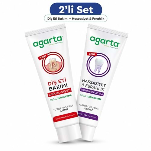 Agarta Doğal Tam koruma Diş Macunu 90 ML Diş Eti Bakımı & Hassasiyet -Ferahlık 90 ML (Karma 2Li Set)