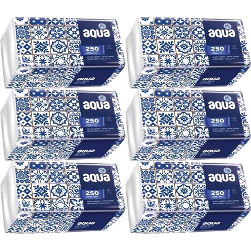 Aqua Pratik Mendil 250 Yaprak Tekli Pk (6 Lı Set)