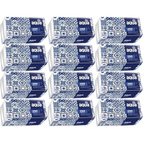 Aqua Pratik Mendil 250 Yaprak Tekli Pk (12 Li Set)