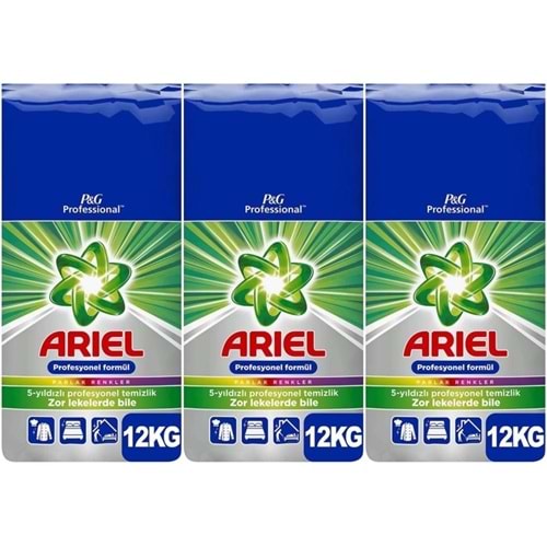 Ariel Matik Toz Çamaşır Deterjanı 36KG Parlak Renkler (3PK*12KG) (240 Yıkama)