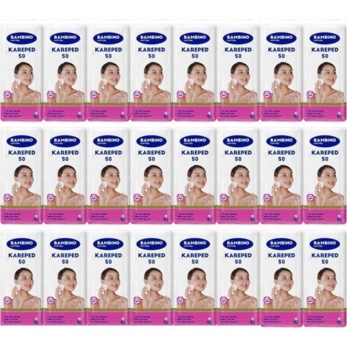 Bambino Cotton Kare Makyaj ve Bebek Temizleme Pamuğu 1200 Adet (Kare En-Boy 7CM) (24PK*50)
