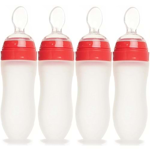 Bebedor Silikon Kaşıklı Biberon 120ML +6 Ay Şeffaf (Kod:7509) (4 Lü Set)