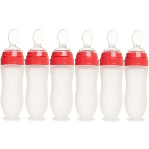 Bebedor Silikon Kaşıklı Biberon 120ML +6 Ay Şeffaf (Kod:7509) (6 Lı Set)