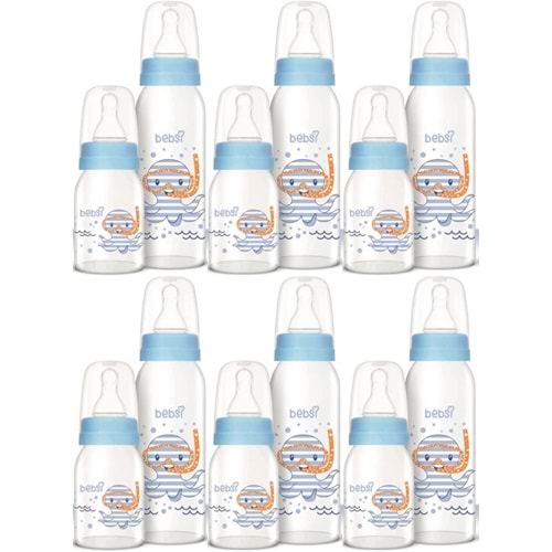 Bebsi Cam Biberon Seti Mavi (250ML+125ML) (6 Lı Set)