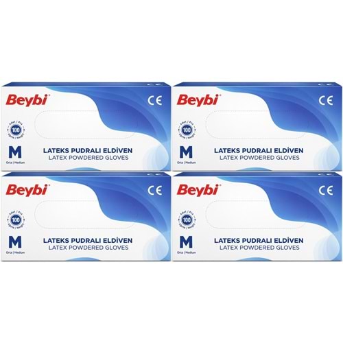 Beybi Lateks Pudralı Muayene Eldiveni M - Medium - Orta 400 Lü Set