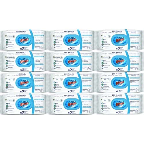 Bingo Clean Yüzey Temizlik Havlusu 96 Yaprak Beyaz Sabun Plastik Kapaklı (12 Li Set) 1152 Yaprak