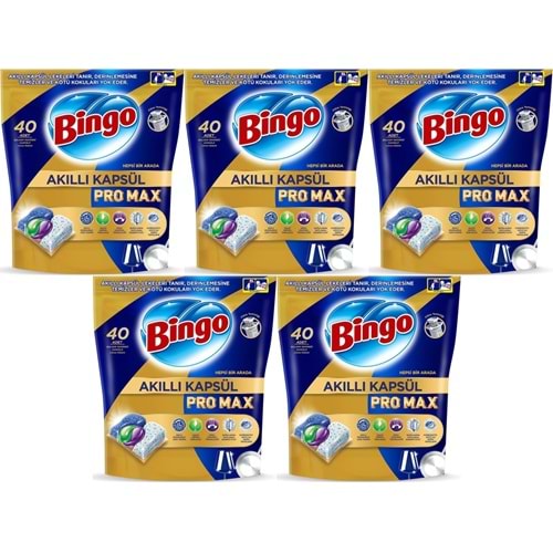 Bingo Akıllı Kapsül Pro Max Bulaşık Makinesi Deterjanı Tableti 200 Adet Limon Kokulu (5PK*40)