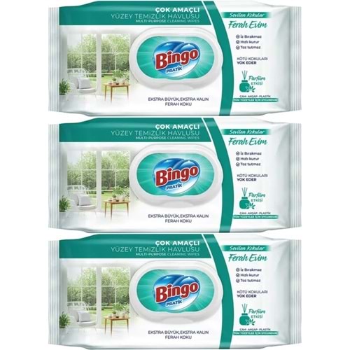 Bingo Clean Yüzey Temizlik Havlusu 96 Yaprak Sevilen Kokular Ferah Evim (3 Lü Set) 288 Yaprak