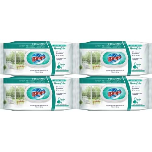 Bingo Clean Yüzey Temizlik Havlusu 96 Yaprak Sevilen Kokular Ferah Evim (4 Lü Set) 384 Yaprak