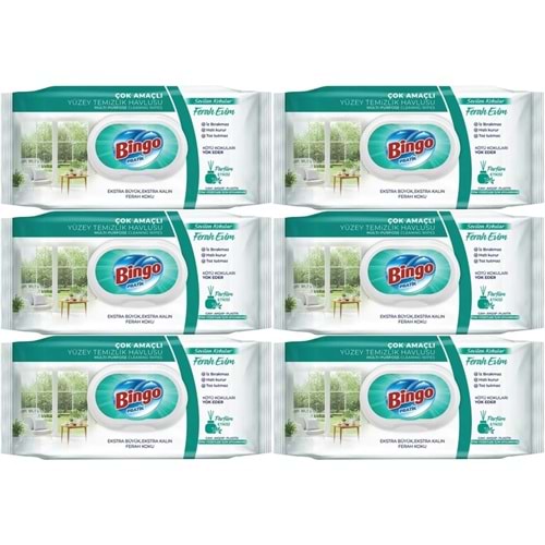 Bingo Clean Yüzey Temizlik Havlusu 96 Yaprak Sevilen Kokular Ferah Evim (6 Lı Set) 576 Yaprak